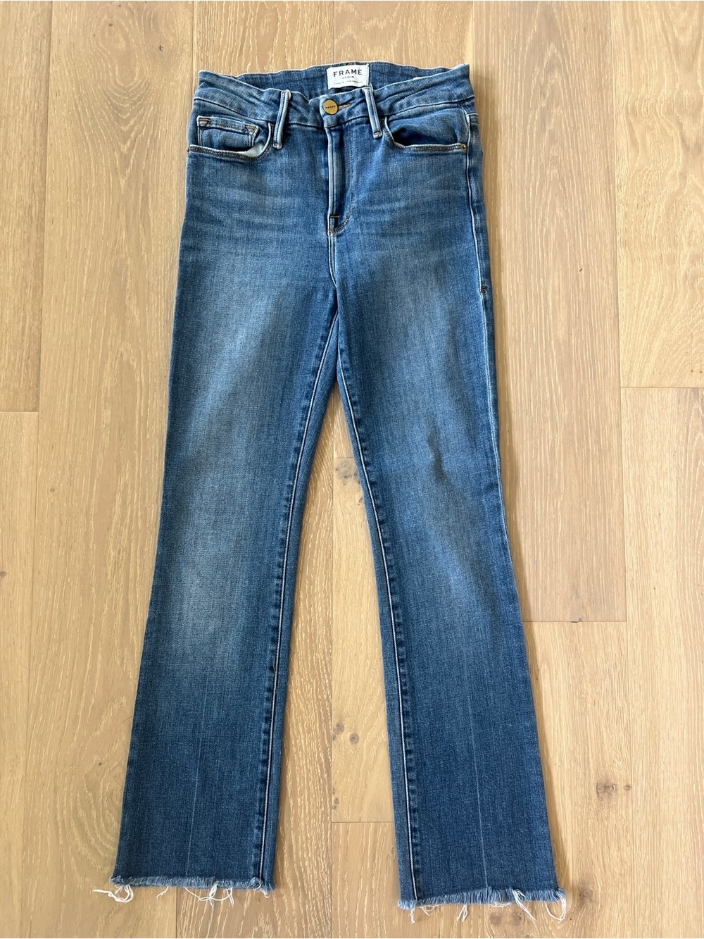 Frame Denim Medium Blue High-Rise Le Mini Boot